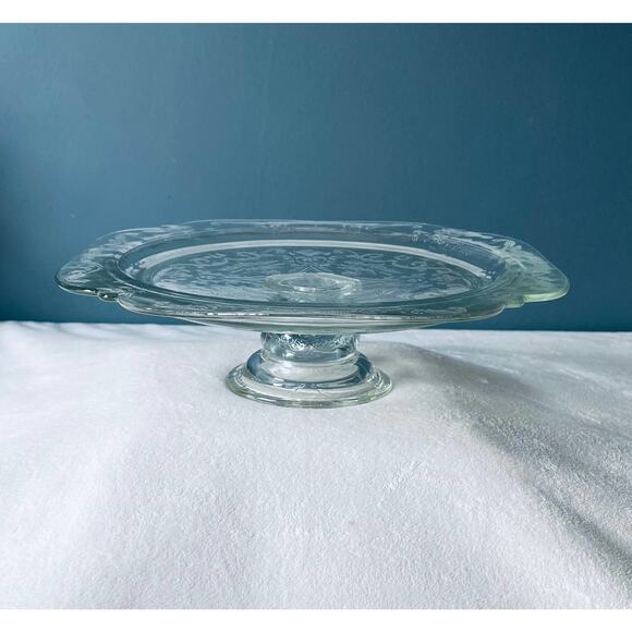 Vintage Federal Depression Glass Madrid Pedestal Cake Stand Plate Pie - Picture 2 of 13